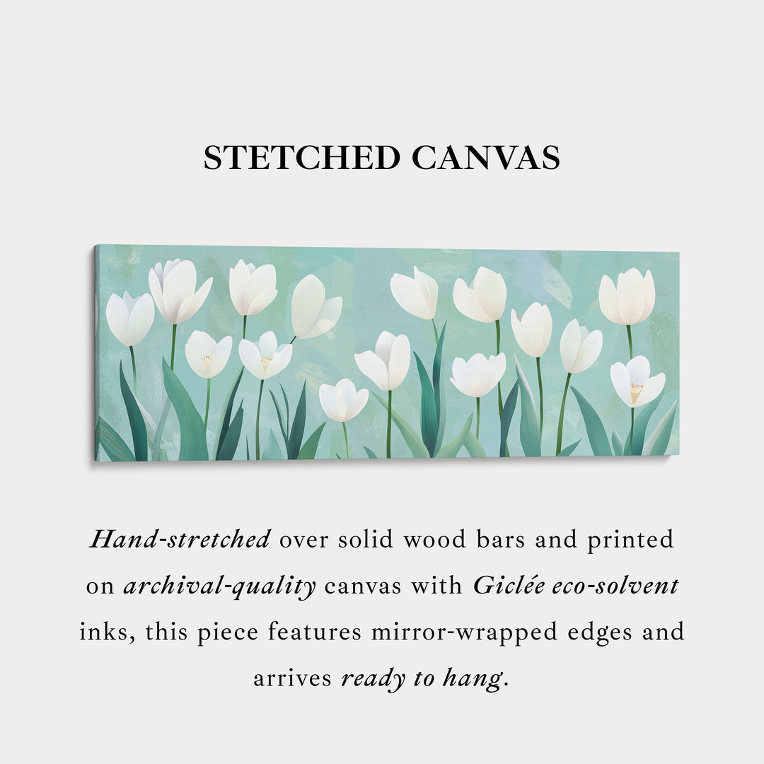 Minimalist Tulips Framed Canvas Horizontal Narrow Wall Art Decor