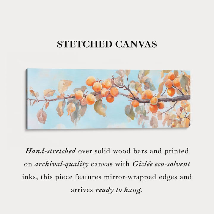Persimmon Branch Large Framed Long Canvas Horizontal Wall Art