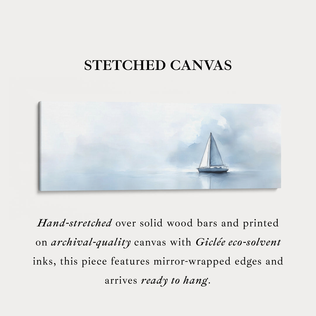 Zeilboot aquarel groot ingelijst lang canvas horizontale wanddecoratie