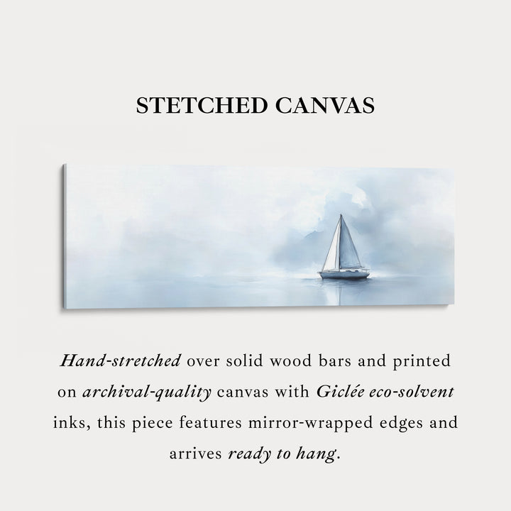 Zeilboot aquarel groot ingelijst lang canvas horizontale wanddecoratie
