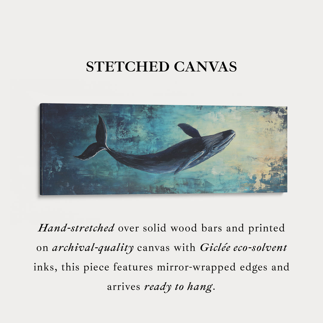 Abstracte Walvis Lange Horizontale Muurkunst, Panoramische Muurkunst Brede Muurkunst