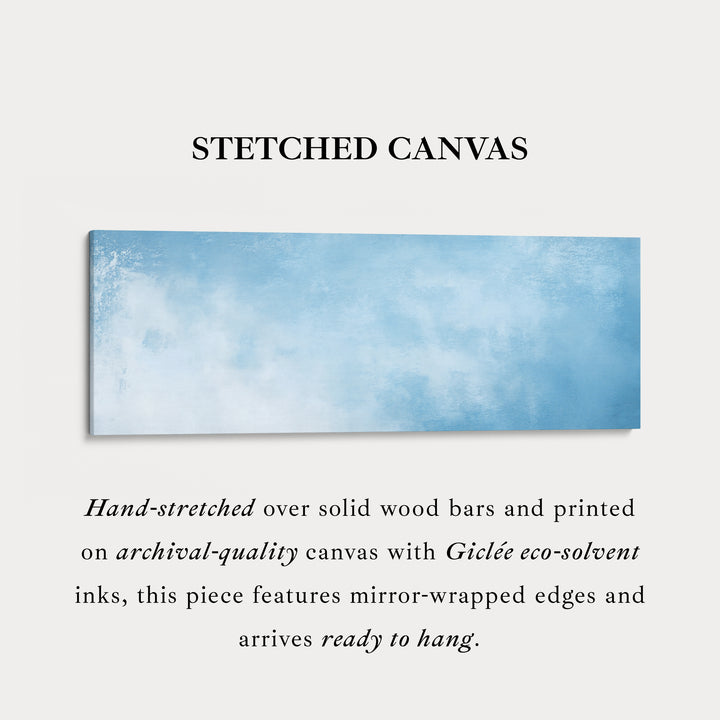 Minimalist Light Blue Long Horizontal Wall Art Panoramic Wall Decor