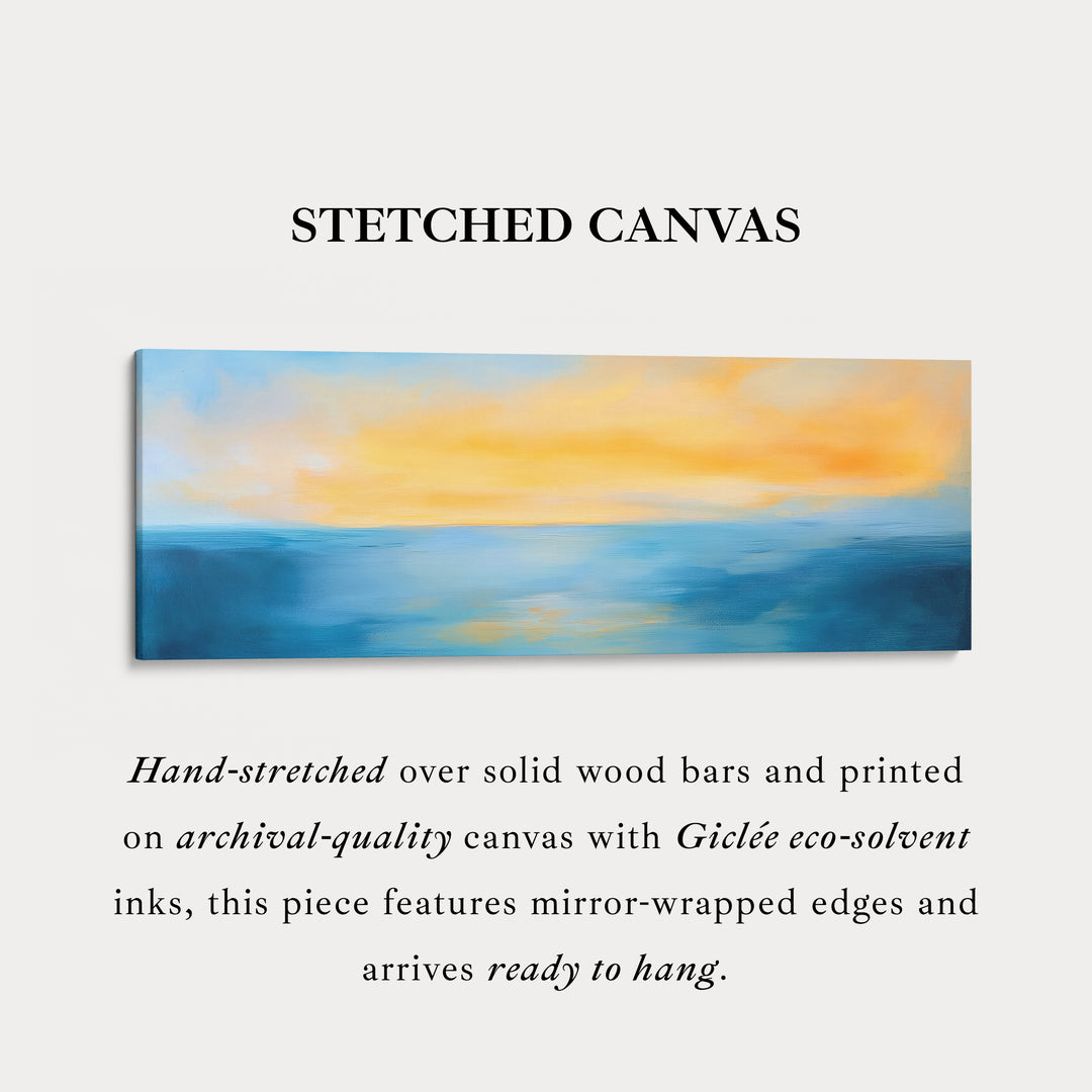 Abstracte zonsondergang lange smalle panoramische wandkunst canvas