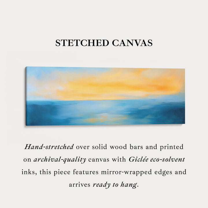 Abstracte zonsondergang lange smalle panoramische wandkunst canvas