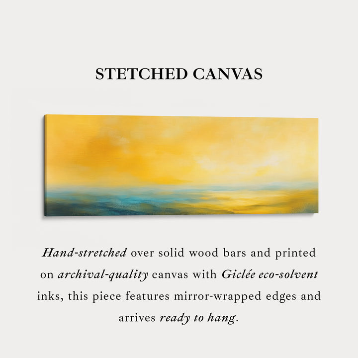 Abstracte gele lange smalle horizontale wandkunst canvas