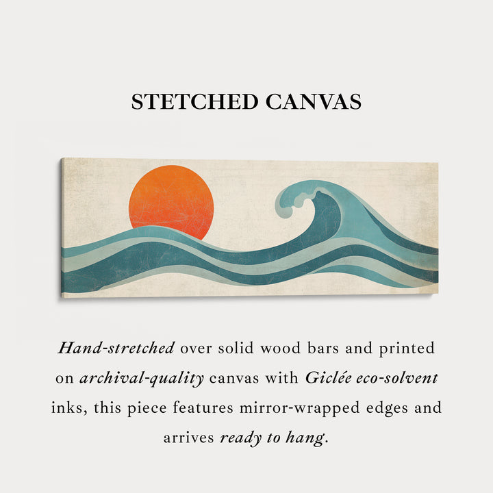 Retro zonsondergang lange smalle horizontale wandkunst canvas