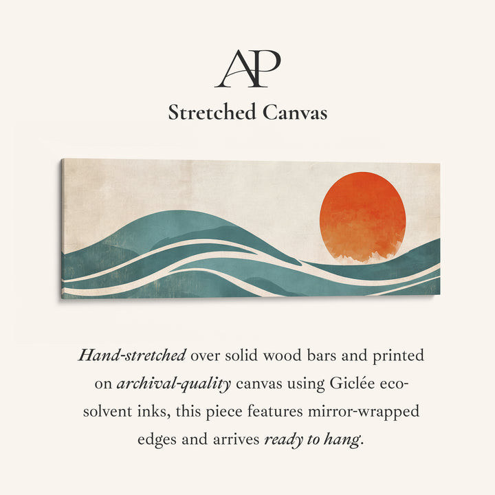 Wide Wall Art Abstract Sun Landscape Long Canvas For Bedroom