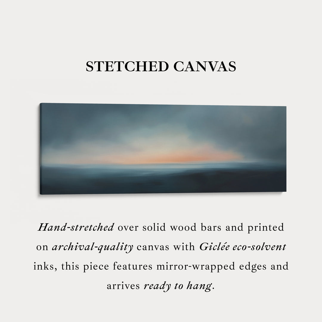 Abstracte zonsondergang boven bed lange smalle panoramische canvas wanddecoratie