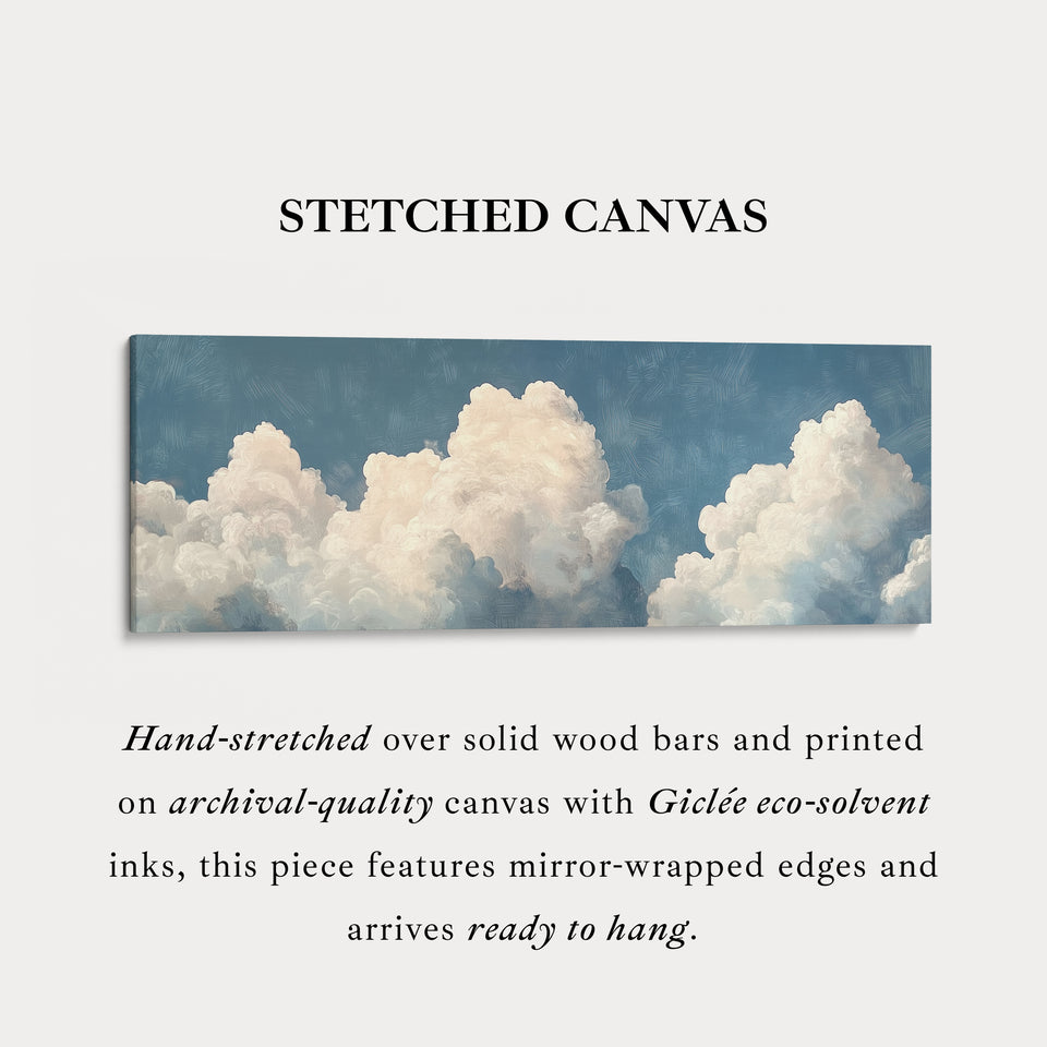 Above Bed Cloud Wall Decor Long Panoramic Wall Art