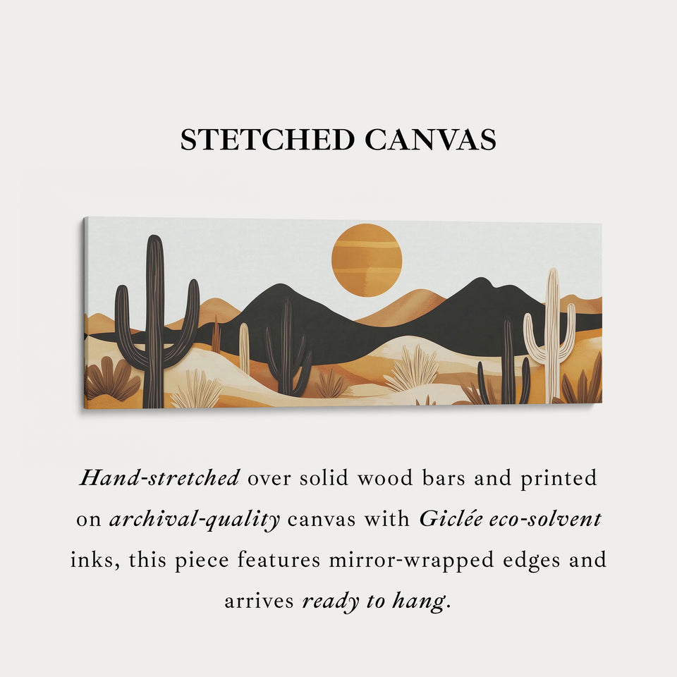 Kaktusberge Wanddekoration Panoramale Schmale Leinwand