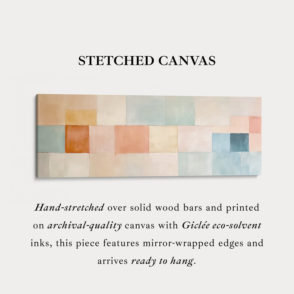 Abstrakte Pastell Lange Gerahmte Horizontale Leinwand Wandkunst