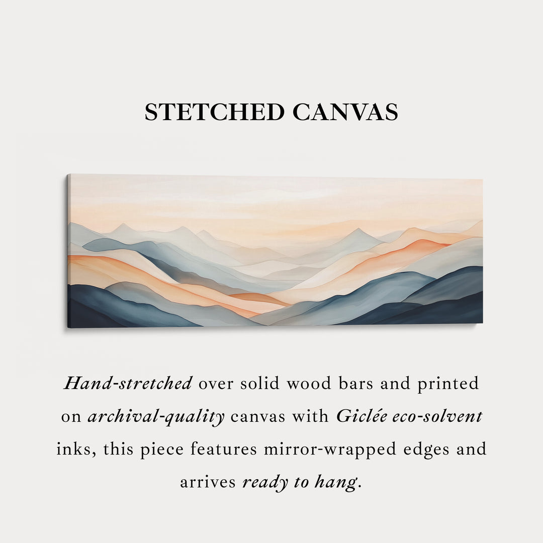 Gedempte Abstracte Bergen Grote Brede Horizontale Muurkunst Ingelijst Canvas