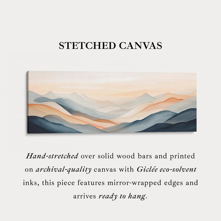 Gedempte Abstracte Bergen Grote Brede Horizontale Muurkunst Ingelijst Canvas