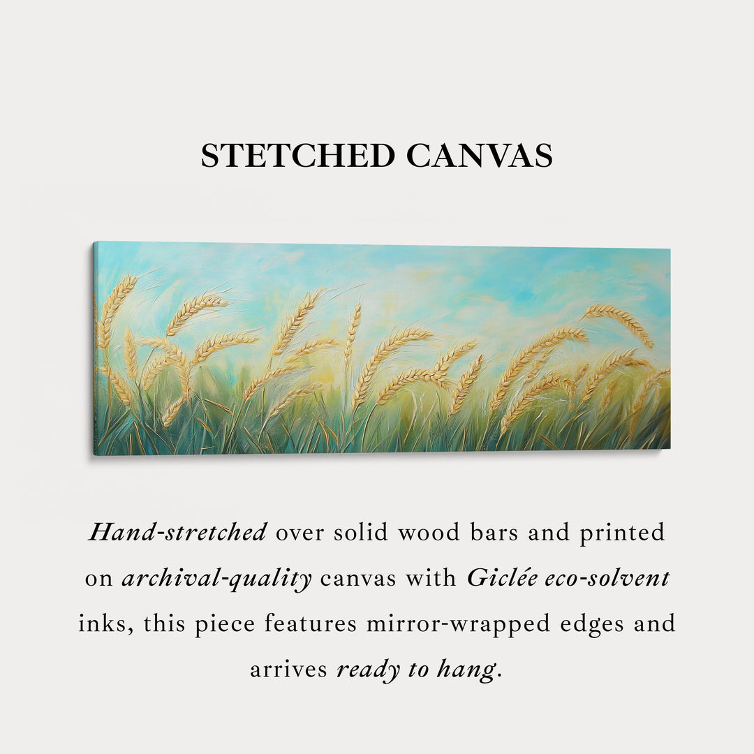 Wheat Field Painting Long Horizontal Above Bed Wall Decor