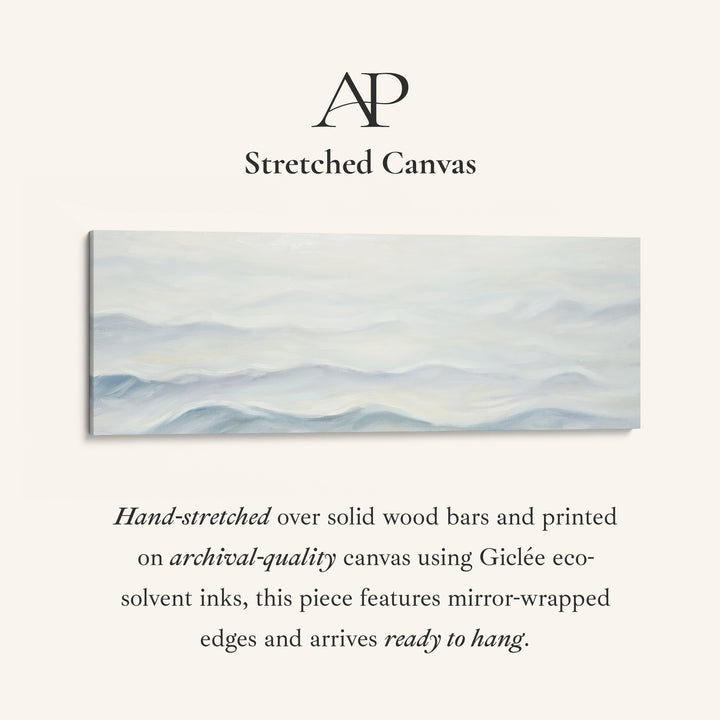 Wide Framed Canvas Minimalist Abstract Waves For Bedroom Calm Coastal Decor