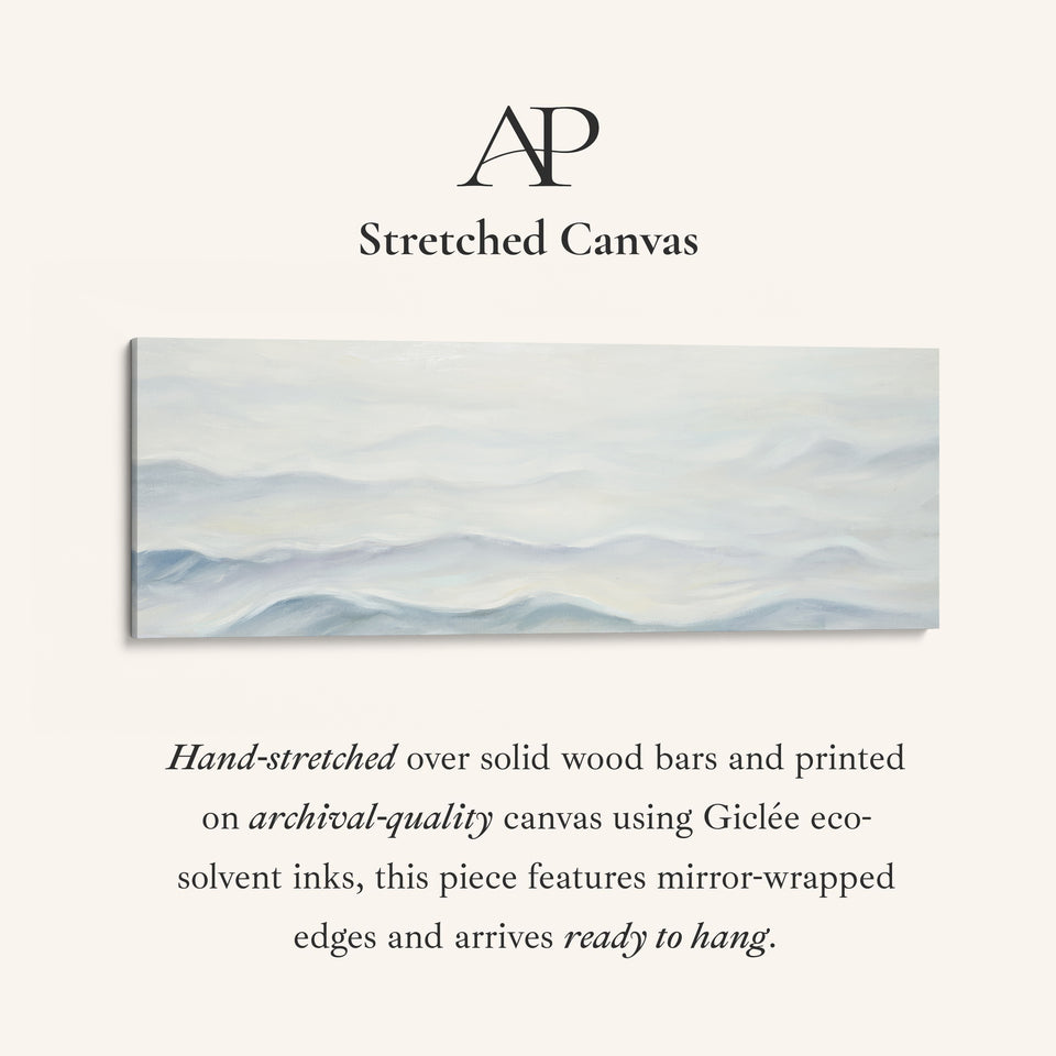 Wide Framed Canvas Minimalist Abstract Waves For Bedroom Calm Coastal Decor