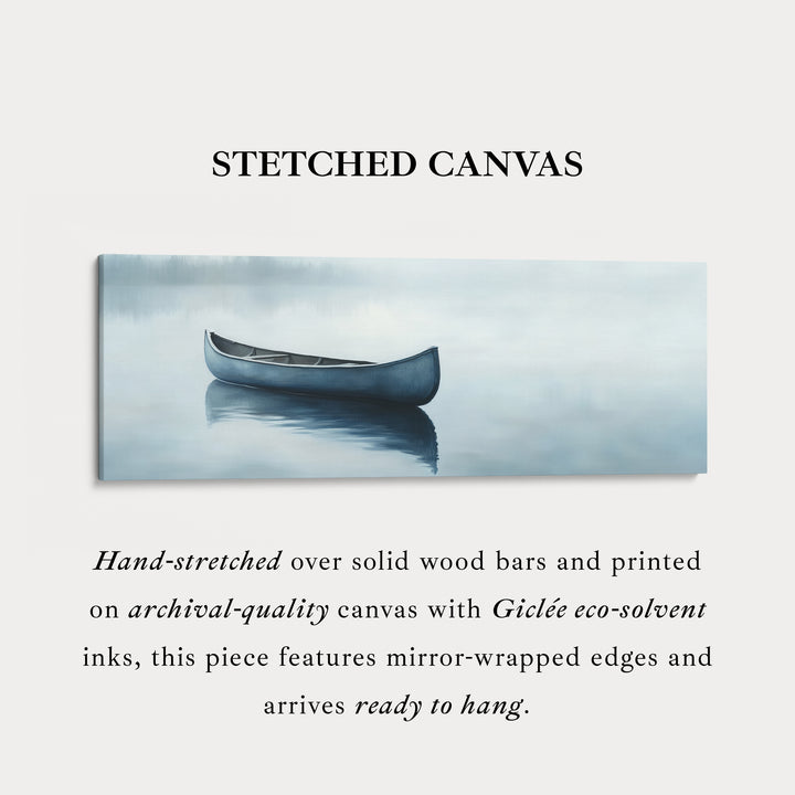 Misty Lake Kanoë Breed Gevoegd Boven Bed Muurkunst