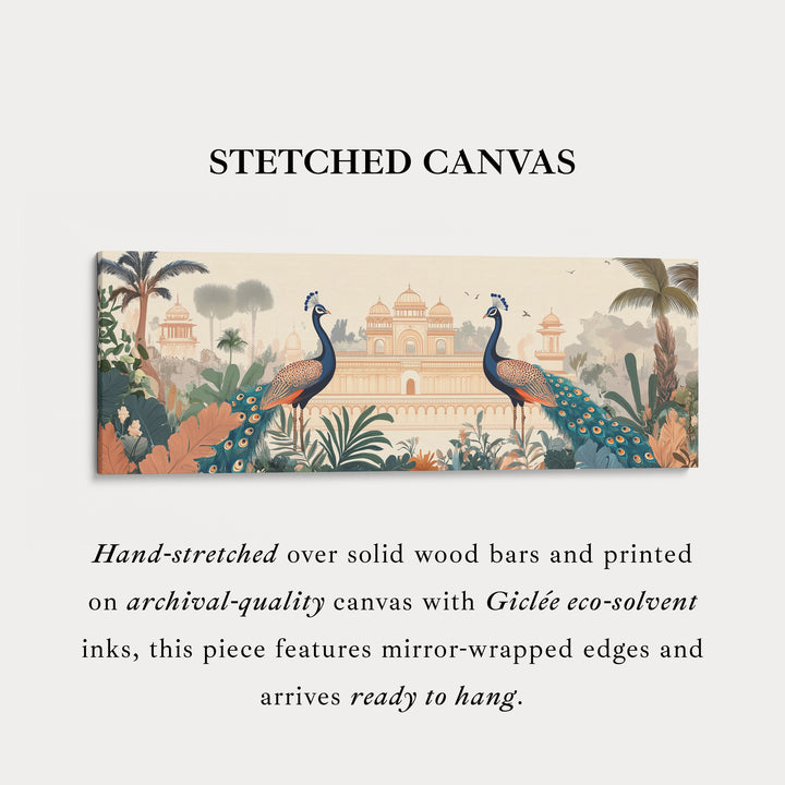 Peacock Palace Wide Framed Above Bed Wall Art
