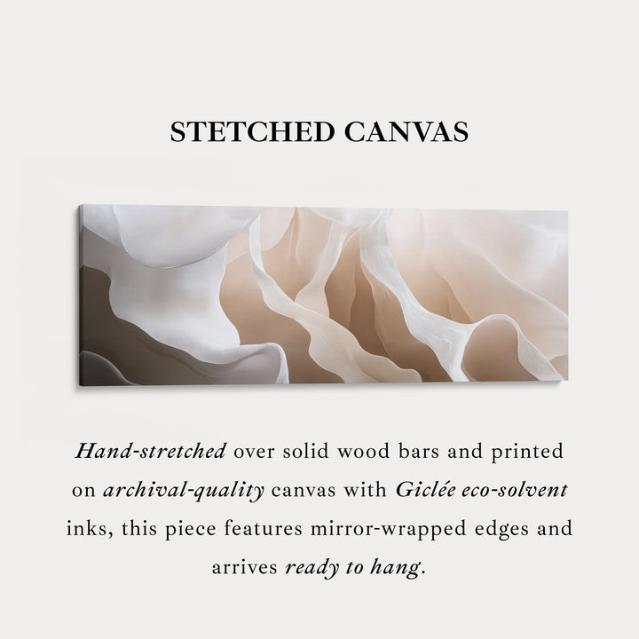 Beige & Wit Abstract Boven Bed Lange Smalle Horizontale Muurdecoratie