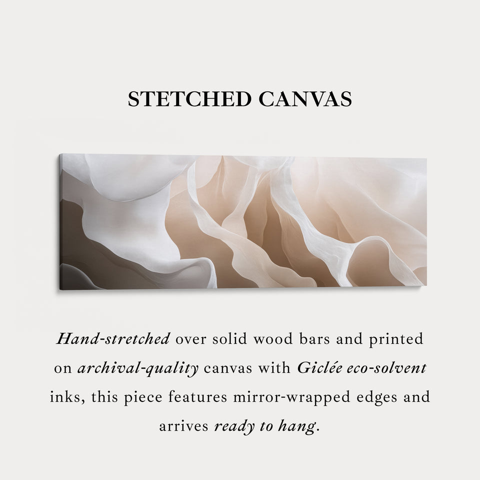 Beige & Wit Abstract Boven Bed Lange Smalle Horizontale Muurdecoratie