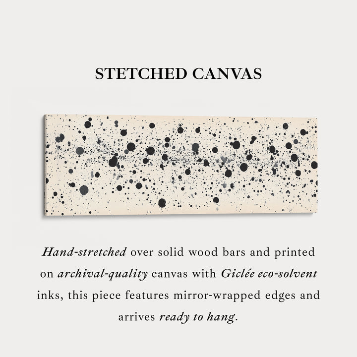 Zwarte Abstracte Stippen Panoramische Grote Ingelijste Wanddecoratie