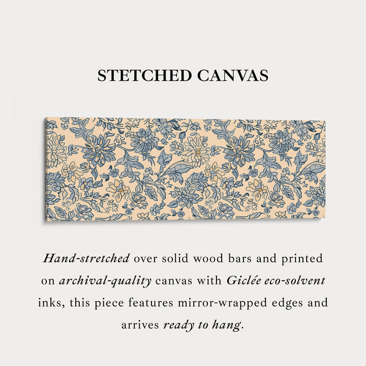 Vintage Blue & Beige Panoramic Large Framed Wall Decor