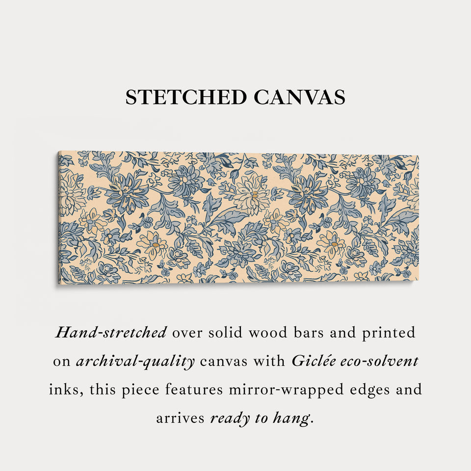 Vintage Blue & Beige Panoramic Large Framed Wall Decor