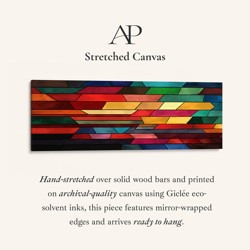 Panoramic Wall Art Colourful Geometric Pattern For Office Modern Abstract Design