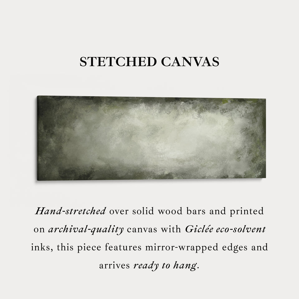 Olive Mist Abstract Long Horizontal Wall Art