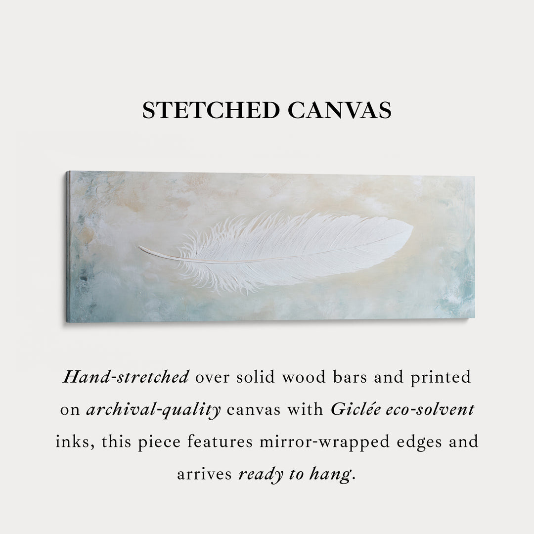 Witte Veer Boven Bed Ingelijste Canvas Muurkunst