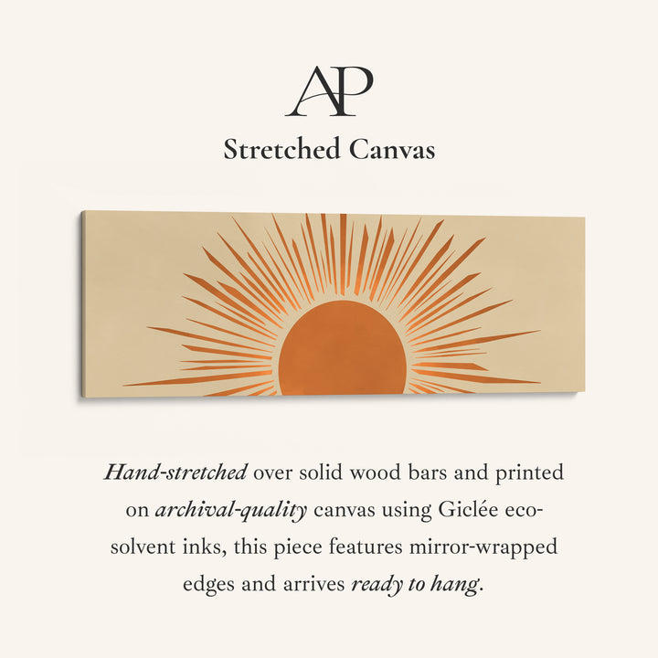 Horizontal Wall Art Abstract Sunburst Design For Hallway Warm Minimal Decor