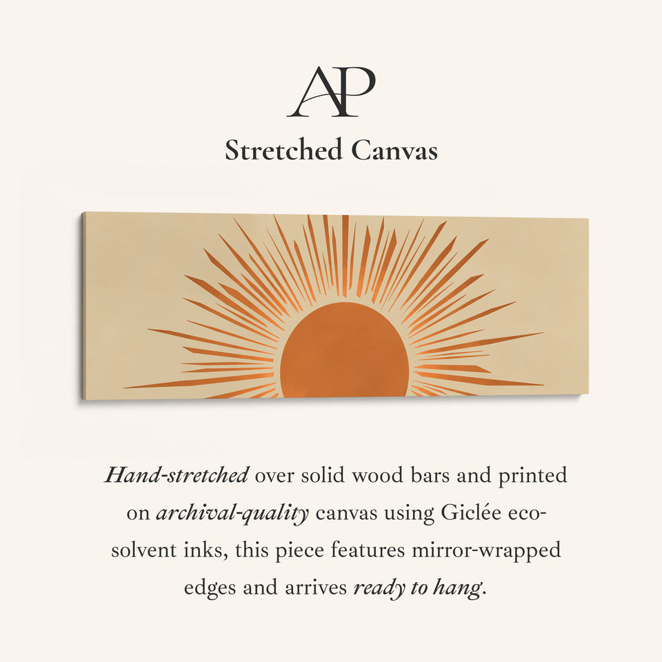 Horizontal Wall Art Abstract Sunburst Design For Hallway Warm Minimal Decor