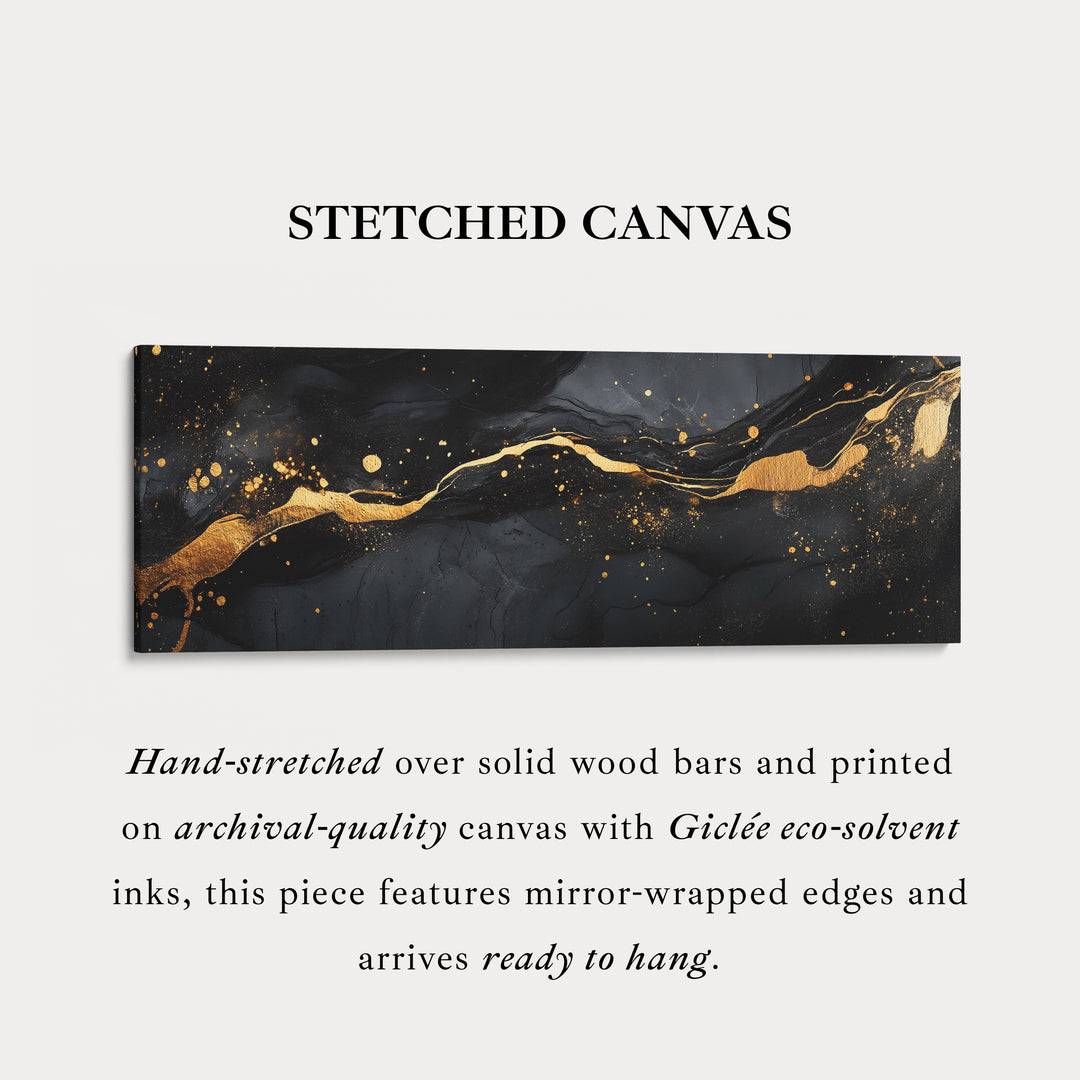 Goud & Zwart Abstract Horizontaal Wanddecoratie Lang Smal