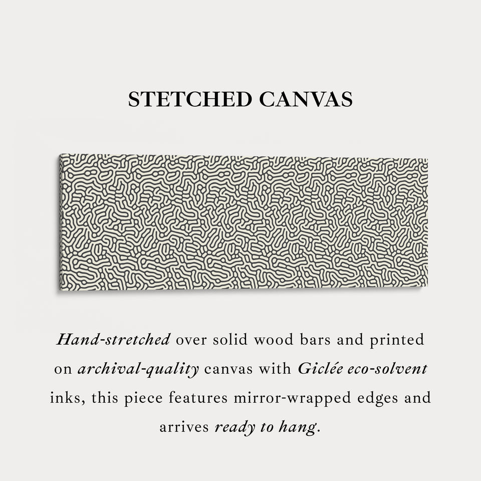 Minimalistisches schwarzes organisches Muster horizontale Wandkunst