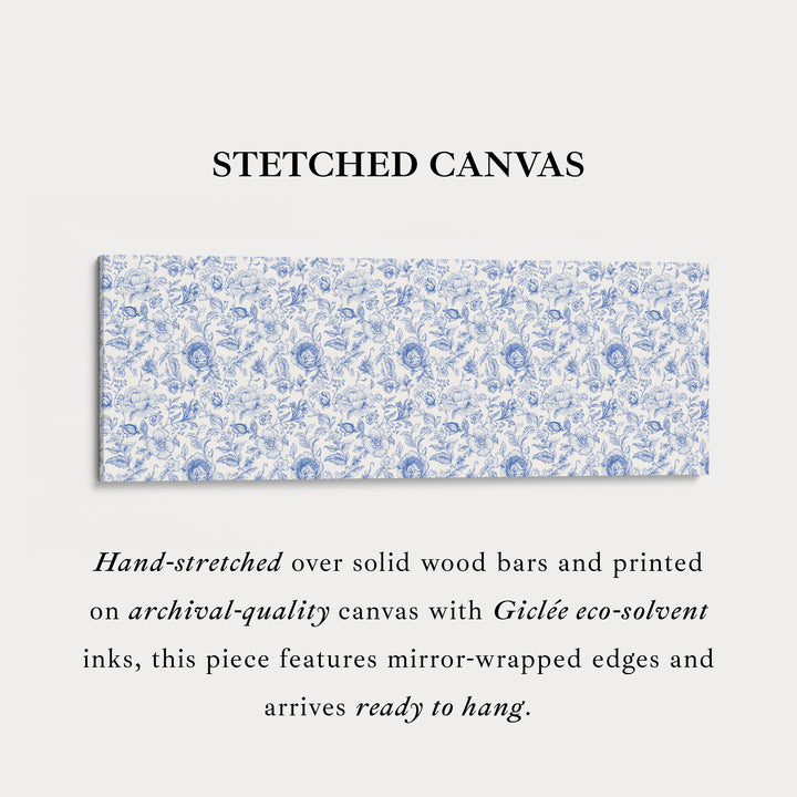 Blauwe bloemen panoramische wanddecoratie boven het bed