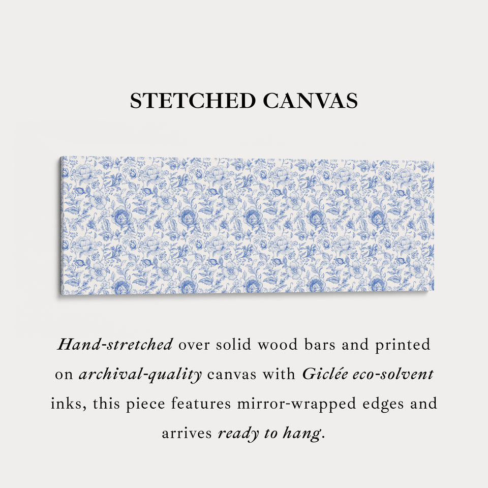 Blaues Blumen-Panoramabild über dem Bett Wandkunst