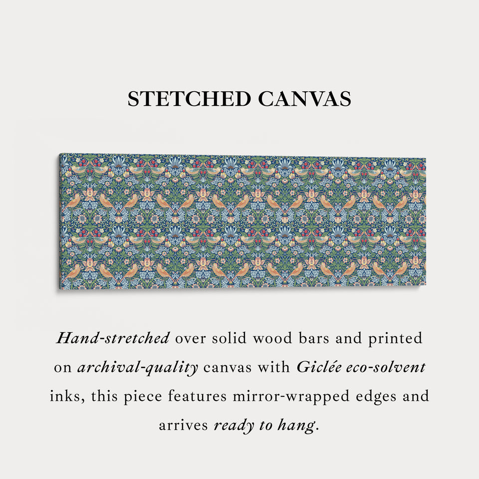 William Morris Aardbeiendief Blauw Smal Lang Muurkunst