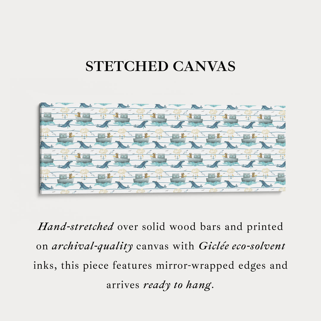 Blauwe Horizontale Smalle Kinderwanddecoratie