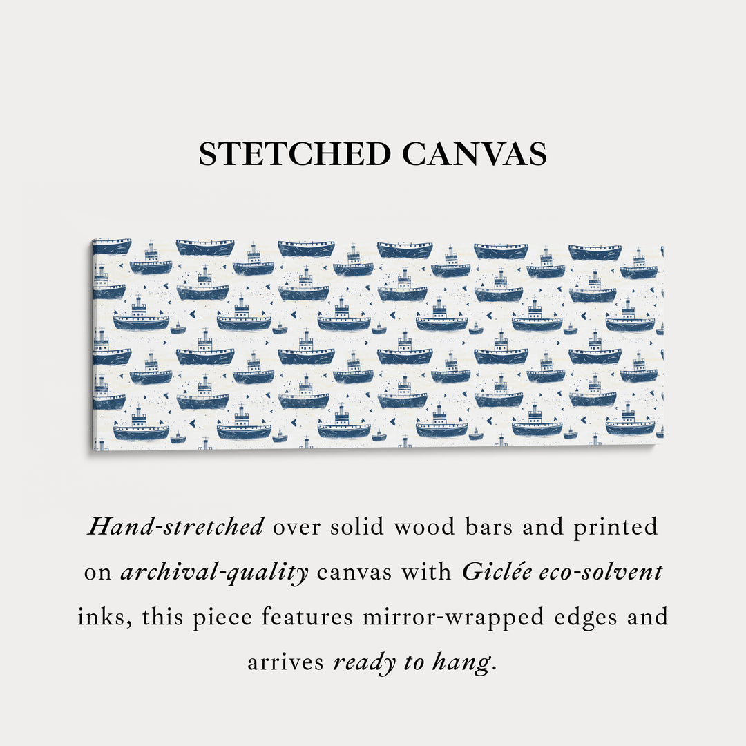 Kleine boten kinderkamer lange smalle panoramische wanddecoratie