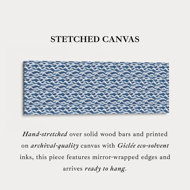 Horizontale wanddecoratie lange blauwe Japandi stijl golf