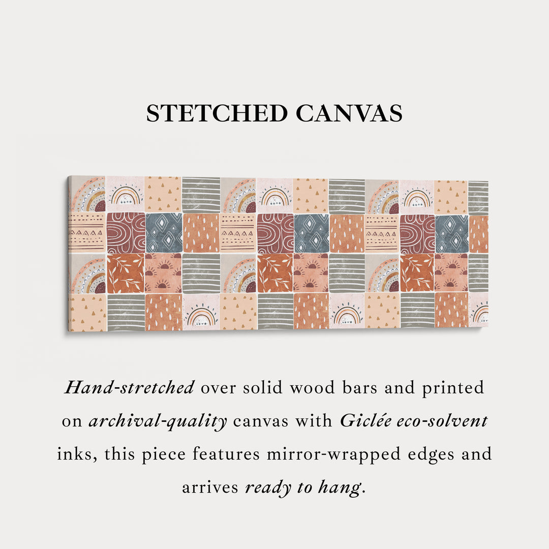 Horizontale wanddecoratie gedempt boho patroon