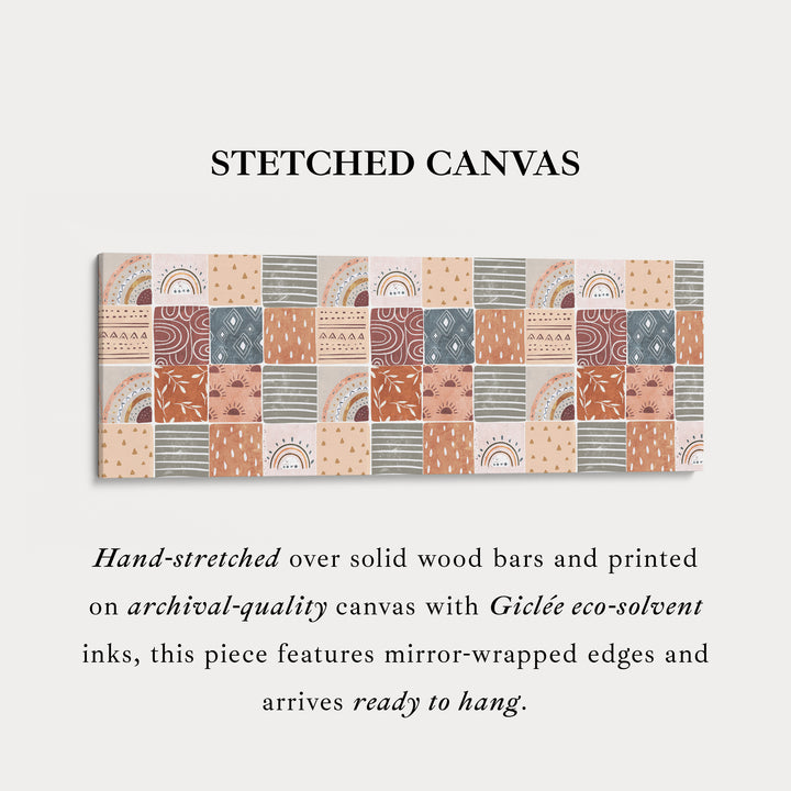 Horizontale wanddecoratie gedempt boho patroon