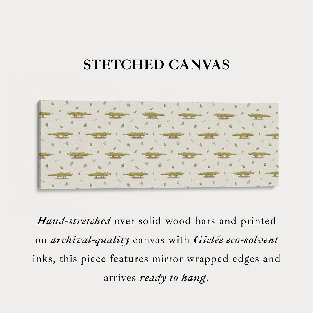 Schattige Krokodil Kindercrèche Horizontale Lange Muurdecoratie