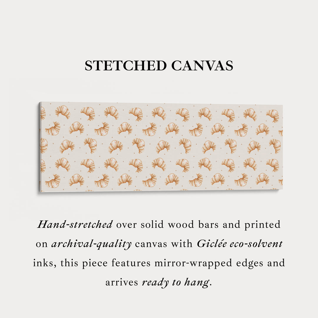 Horizontale keukenmuurkunst glimlachende croissants lang smal