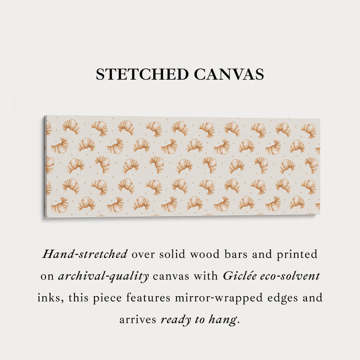 Horizontale keukenmuurkunst glimlachende croissants lang smal