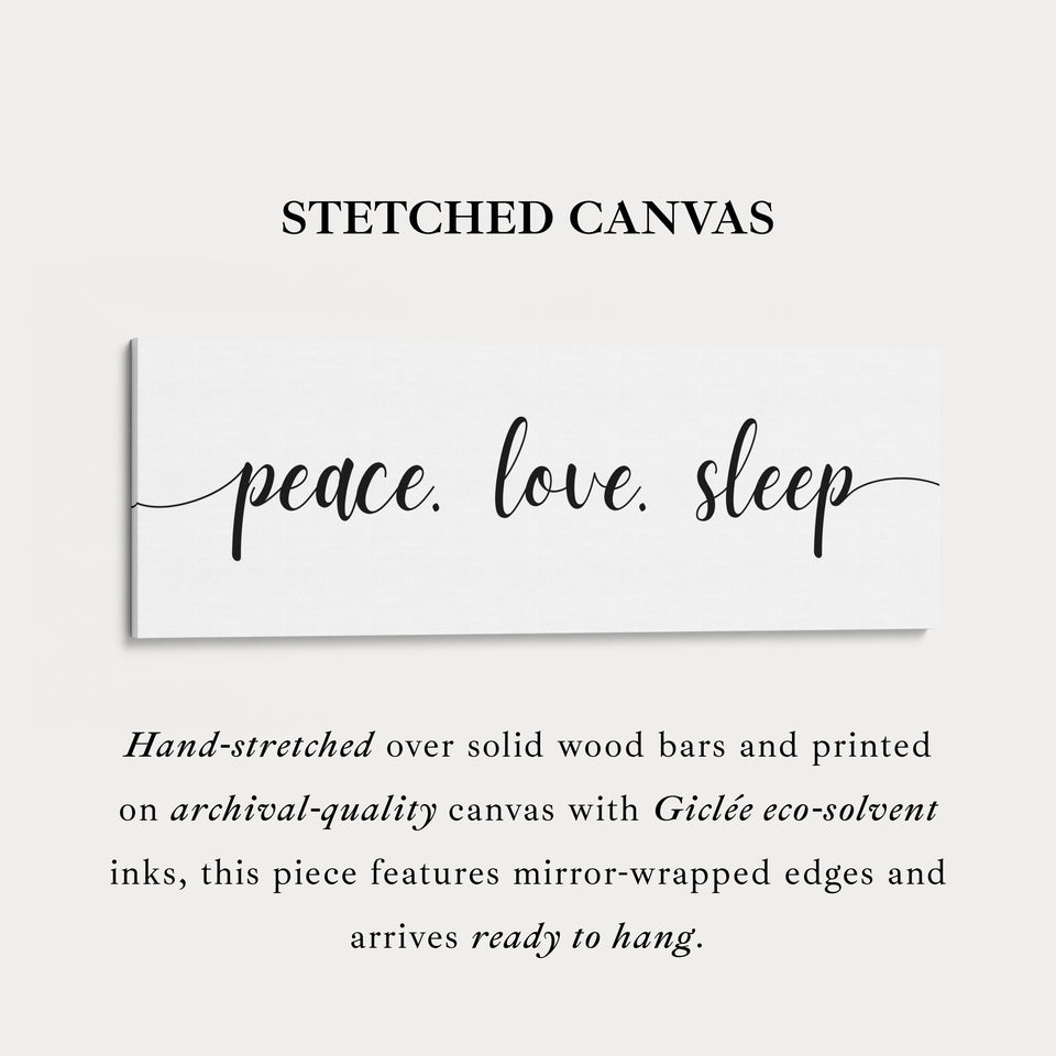 Guest Room Bedroom Large Above Bed Wall Art 'Peace Love Sleep'