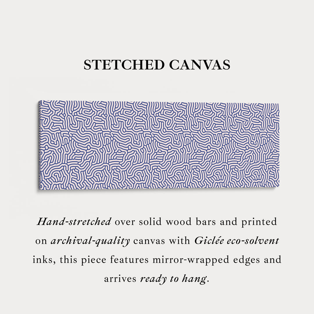 Blauwe geometrische organische patroon lange wanddecoratie