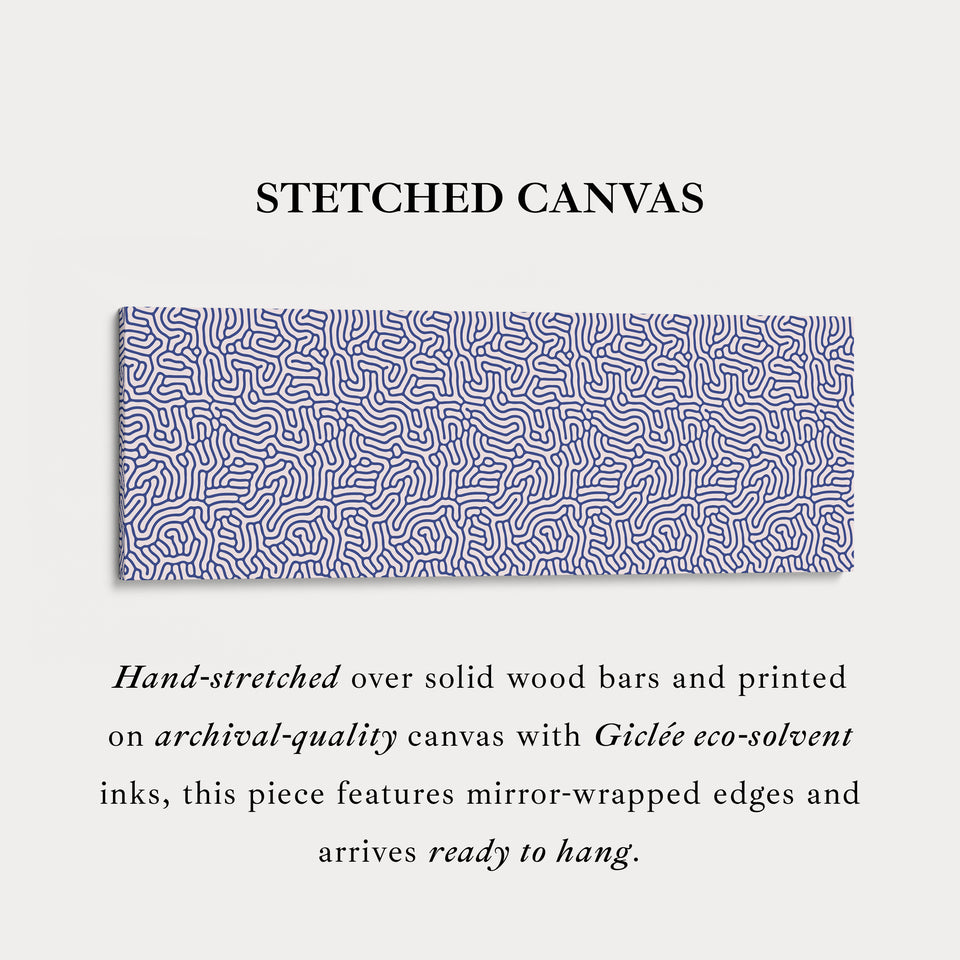 Blue Geometric Organic Pattern Long Wall Art