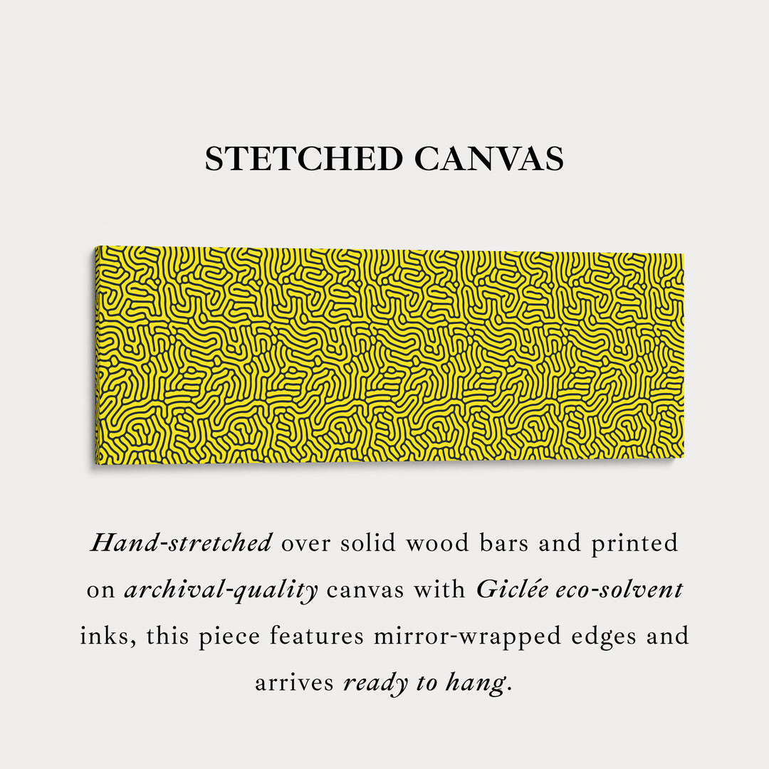 Geel & Zwart Geometrisch Organisch Patroon Lange Muurkunst