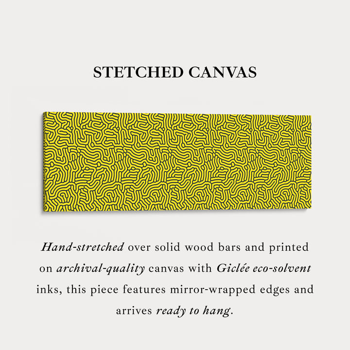 Geel & Zwart Geometrisch Organisch Patroon Lange Muurkunst